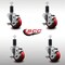 Service Caster 3'' SS Red Poly Swivel 1-1/4'' Expanding Stem Caster Set with Brake, 4PK SCC-SSEX20S314-PPUB-RED-TLB-114-4 - alternate 2